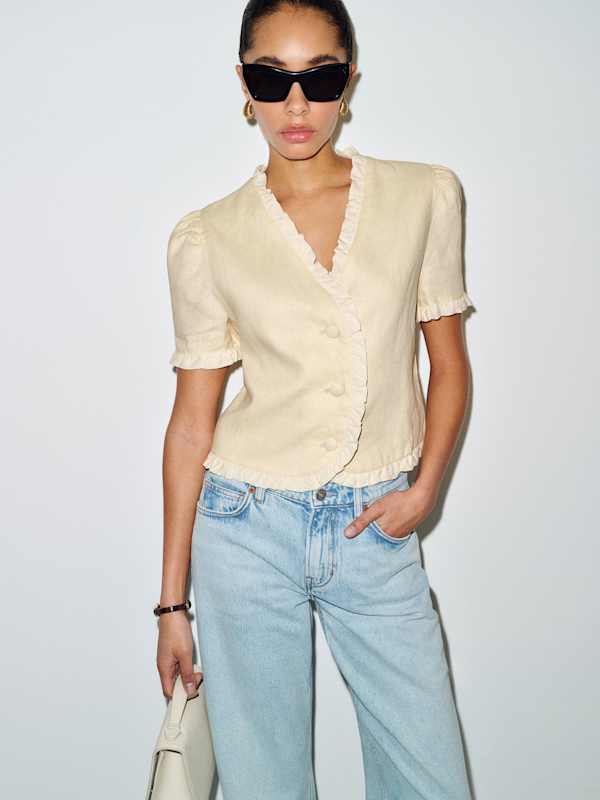 Bess Linen Top - Sugar